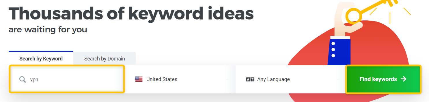 KWFinder search results